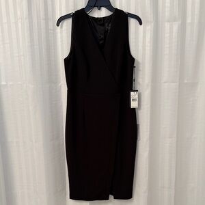 NWT Adrianna Papell Knit Crepe Wrap Skirt Dress in Black - Size 8
